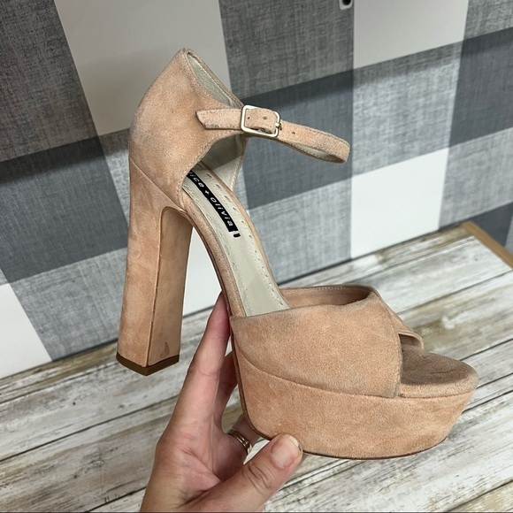 Alice & Olivia Layla Suede Platform Sandals - Picture 2 of 16